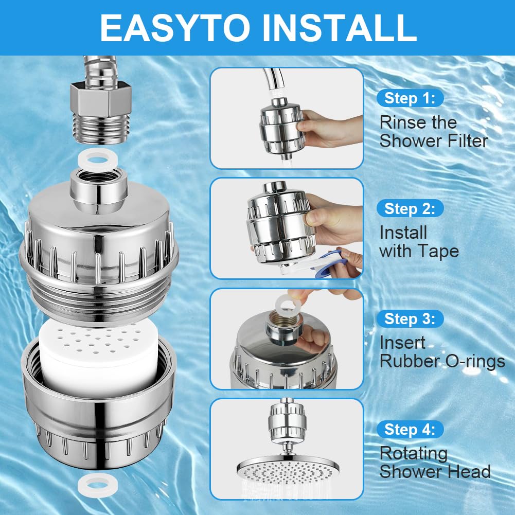 Filtro Doccia 25 Stadi Anticalcare - Rimuove Cloro E Metalli Pesanti, Cartuccia Ricambio Inclusa - Foto 3