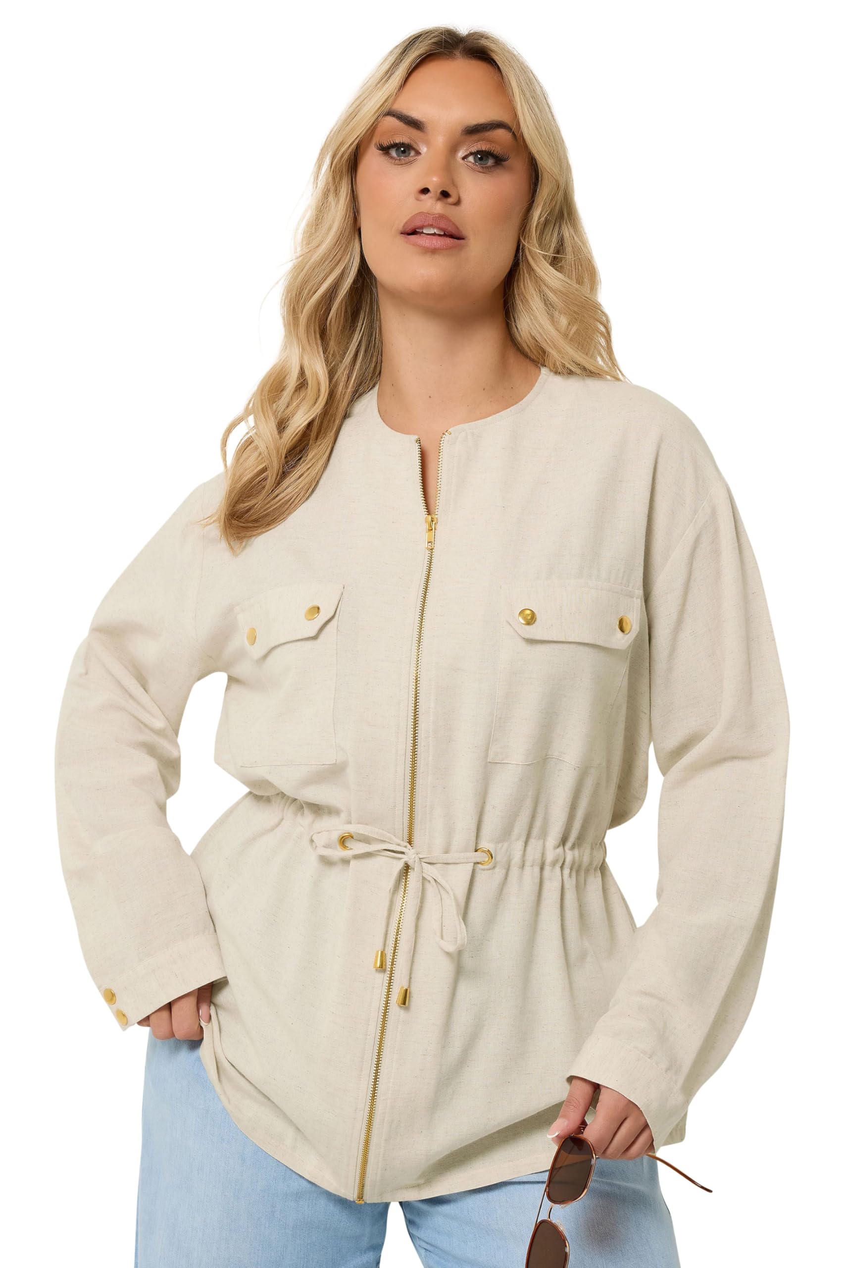 Yours Women's Natural Linen Shacket In | Size: 22-24