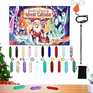 Jul adventskalender | 24 dagar julstensset, mineraler med linshållare förstoringsglas och - semestergåva för kvinnor pojkar vuxna barn