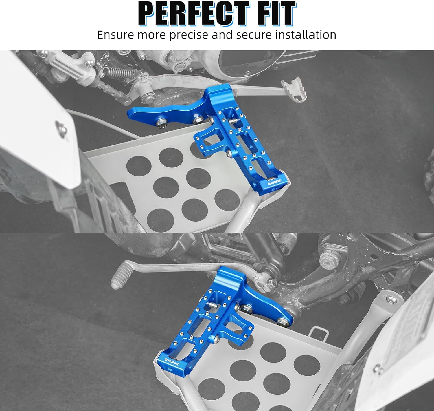 NICECNC Extended Wider Foot Pegs 6061-T6 Aluminum Compatible with Yamaha Banshee 350 1987-2002 2003 2004 2005 2006, Replacement for 3GG-27411-01-00, 3GG-27421-01-00, Blue