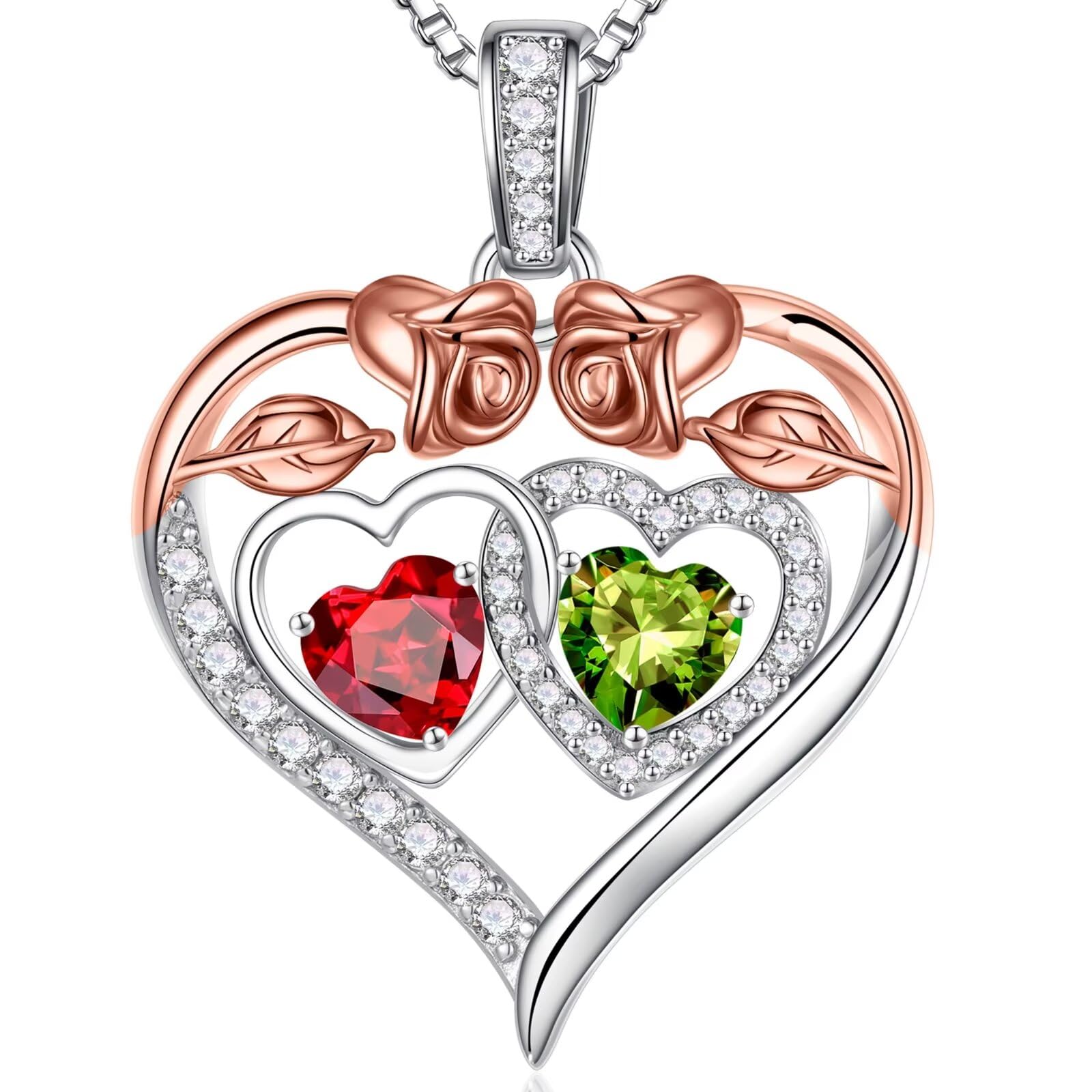 Iefil Valentines Day Gifts for Her - 925 Sterling Silver Rose Heart Necklaces for Women, Anniversary Birthday Gifts for Wife Girlfriend Mom