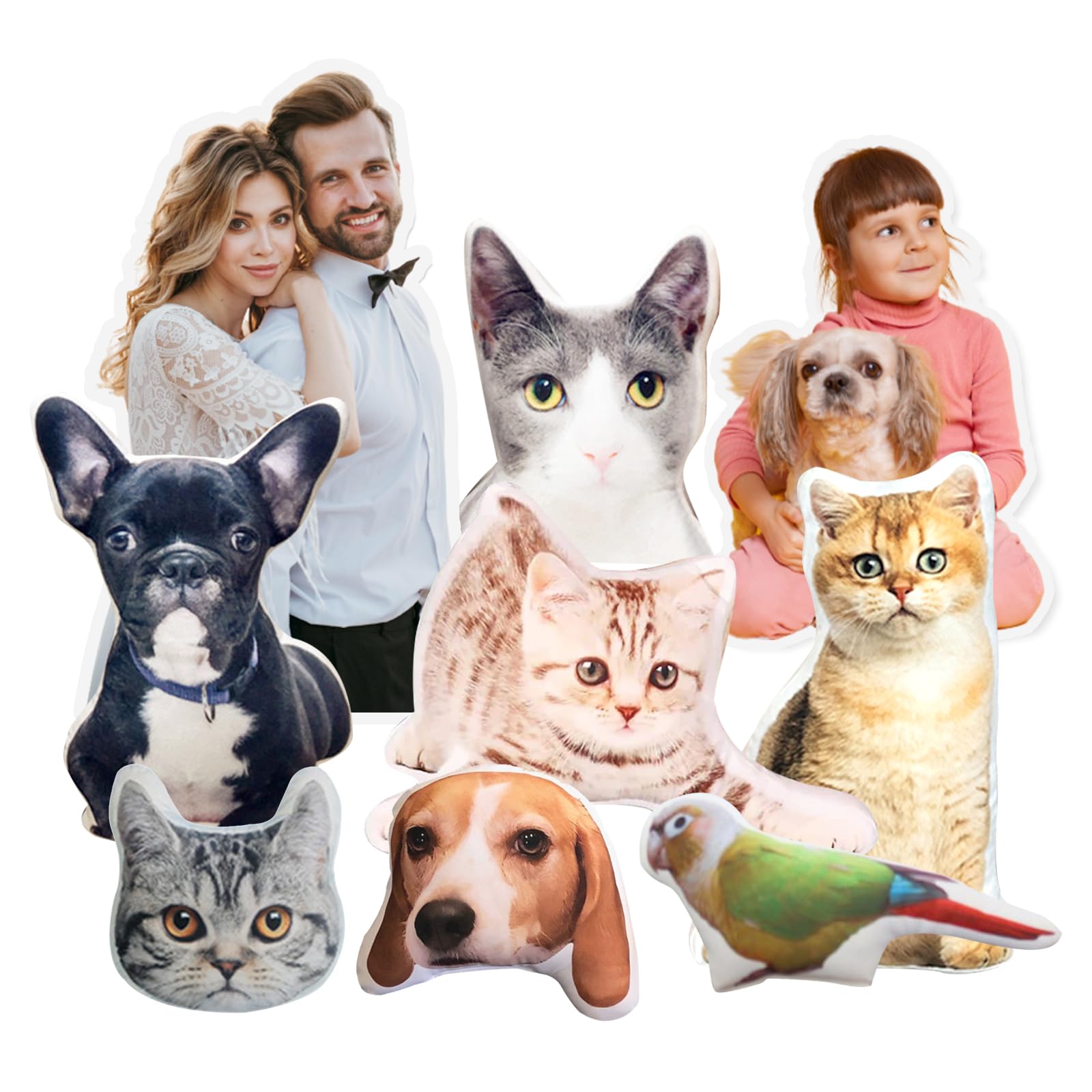 Oreiller personnalisé animal de compagnie, coussin visage et idole unique