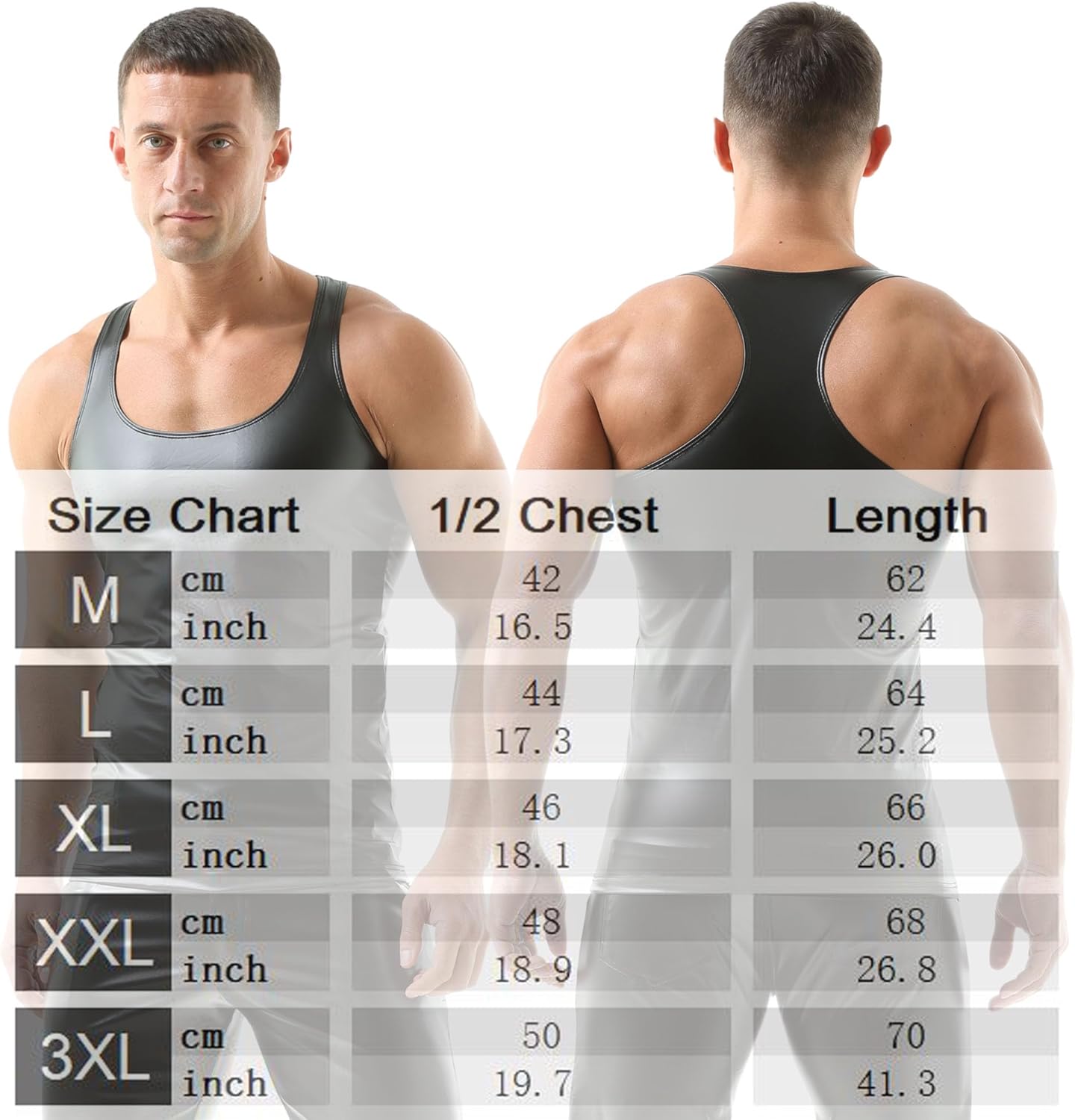 Mens Faux Leather Vest Undershirt Wet Look Sleeveless Tank Top Shirt PU Leather Undershirt - Image 5