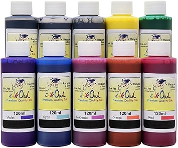 استبدال طقم إعادة تعبئة InkOwl لـ Canon GP-2000 ، GP-4000 10x120ml - حبر صبغ مصنوع في الولايات المتحدة الأمريكية