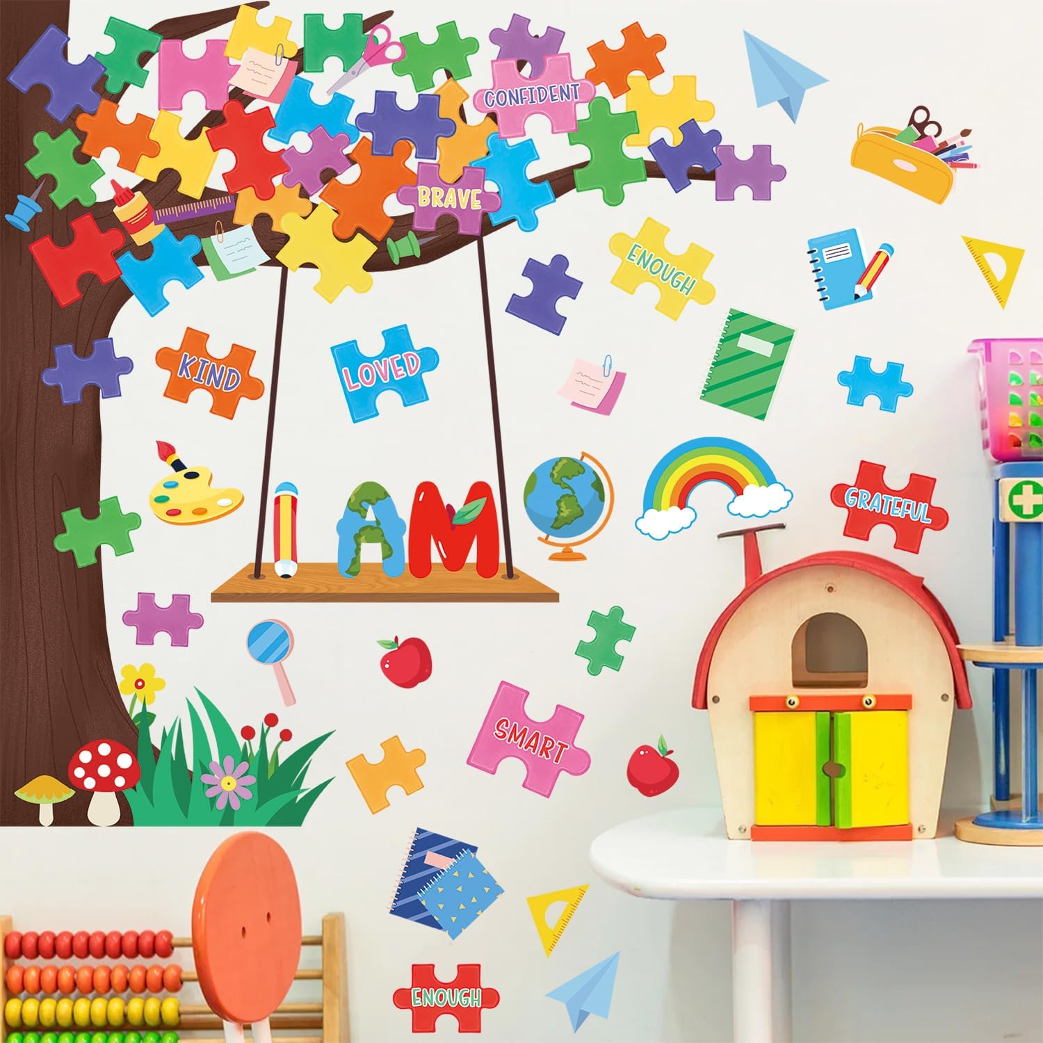 HLNIUC Colorful Positive Affirmations Wall Decals, Growth Mindset Wall Stickers, Inspirational Quotes Wallpaper, Motivational Murals, Classroom Decor Pictures Kids Room Bedroom School Office
