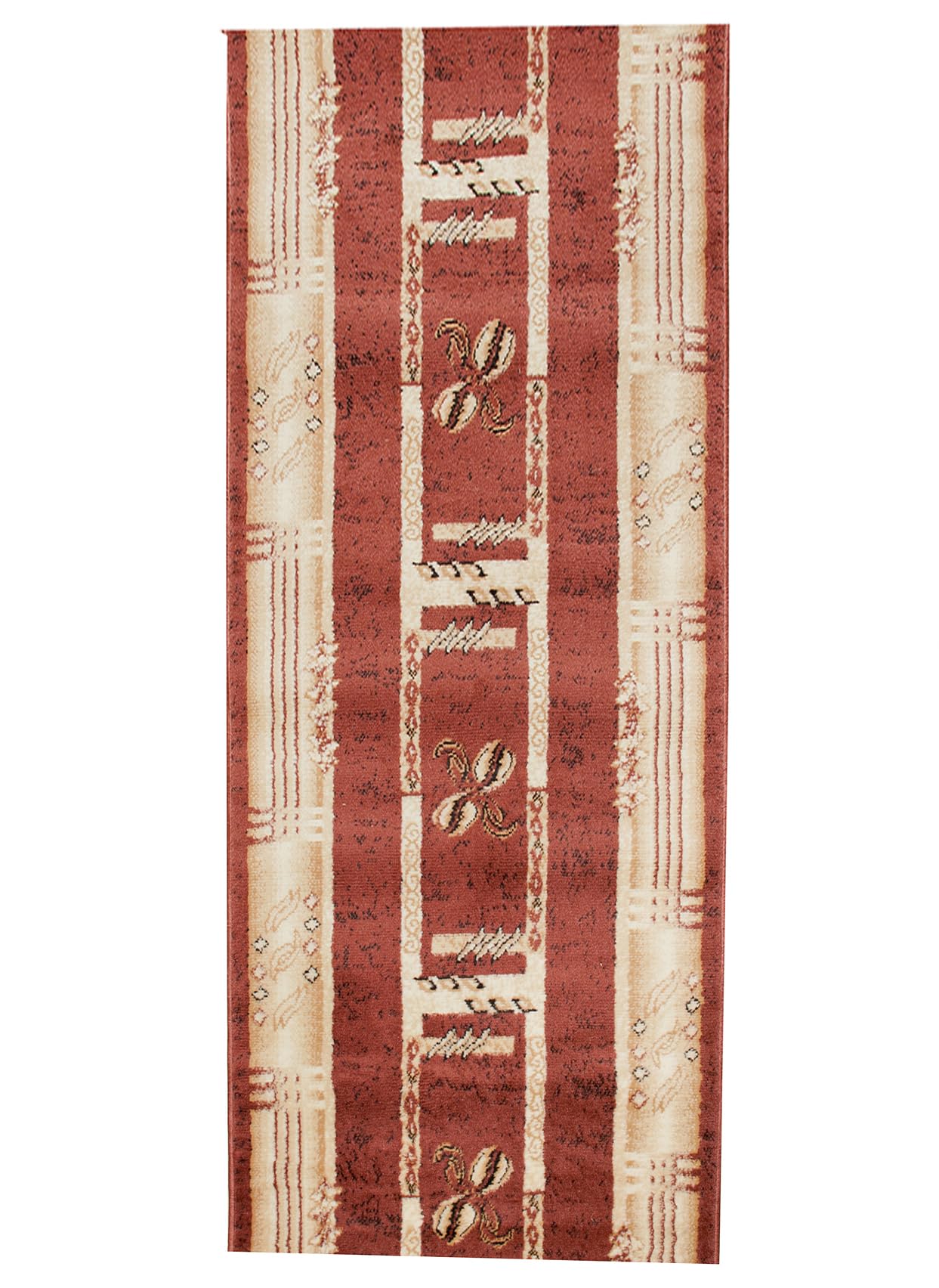 Tapiso Atlas chodnik na korytarz, krótkie runo, dywan do kuchni, salonu, czworokątny, paski, kawa, retro, abstrakcyjny wzór, brązowy, beżowy, melanż, Ökotex 100 x 650 cm