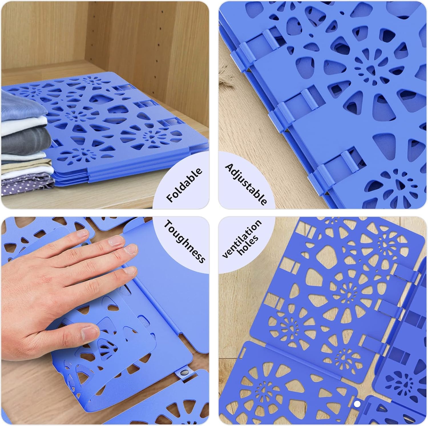 BoxLegend Shirt Folder V2-Plus t Shirt Folder Clothes Folder Easy and Fast to Fold Clothes for Adult and Kids Blue