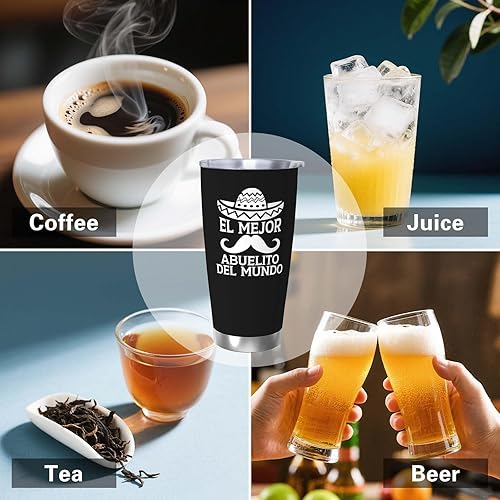 Miniatura 4 de Vasos de Abuelito para hombres, regalos de Abuelo en tazas de café españolas, vaso de Abuelo, taza de café de 20 onzas, vasos de Abuelito La Mejor