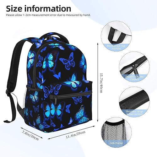 Miniatura 2 de Mochila de lona casual con patrón de animales, mochila para computadora portátil, para niños, niñas, mujeres, hombres, regalos, Butterfly1, Mochilas