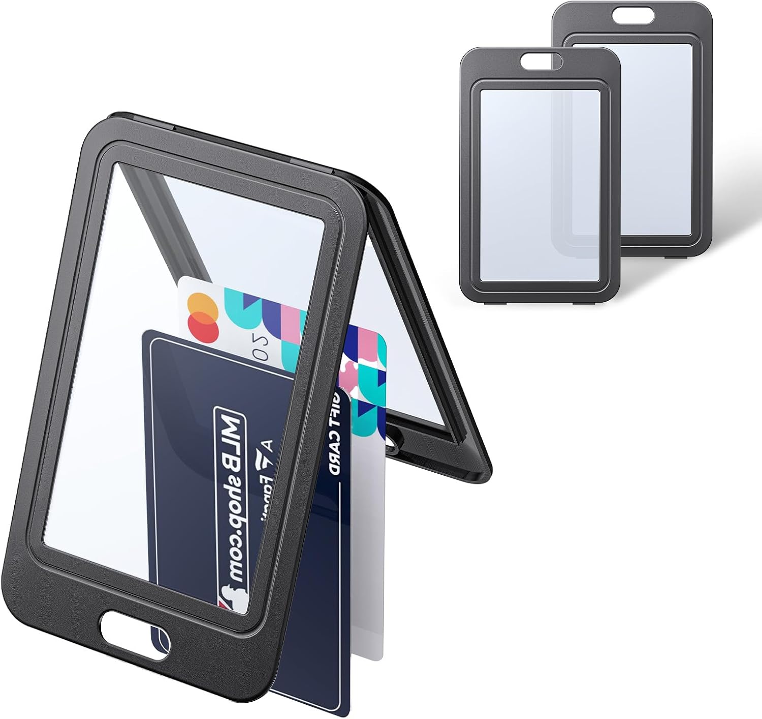 Uniclife 3 Pack Vertical Badge Holders for Office School IDs | Hard plastic vertical holder with double-sided clear windows protects IDs, credit cards and proximity key cards.