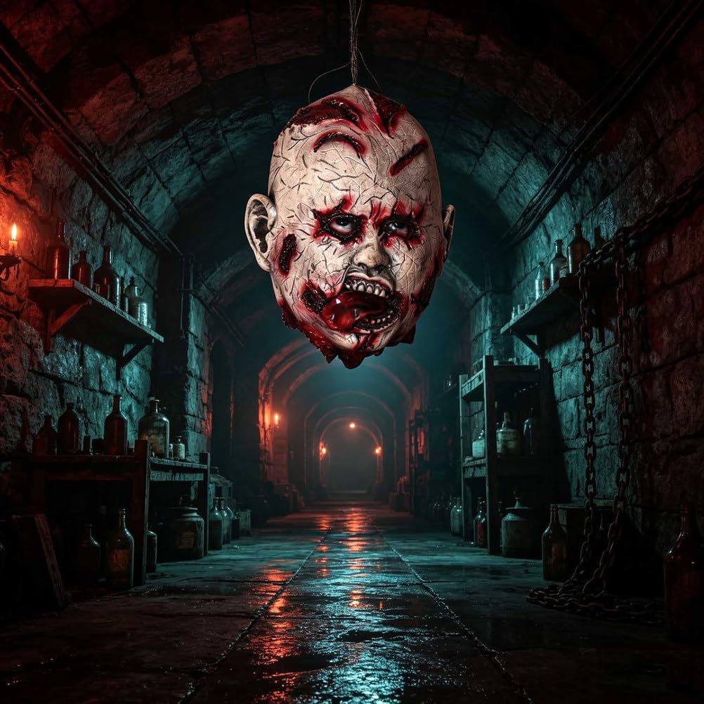 Décoration d'horreur Suspendue de Halloween,Zombie en Latex Sanglant