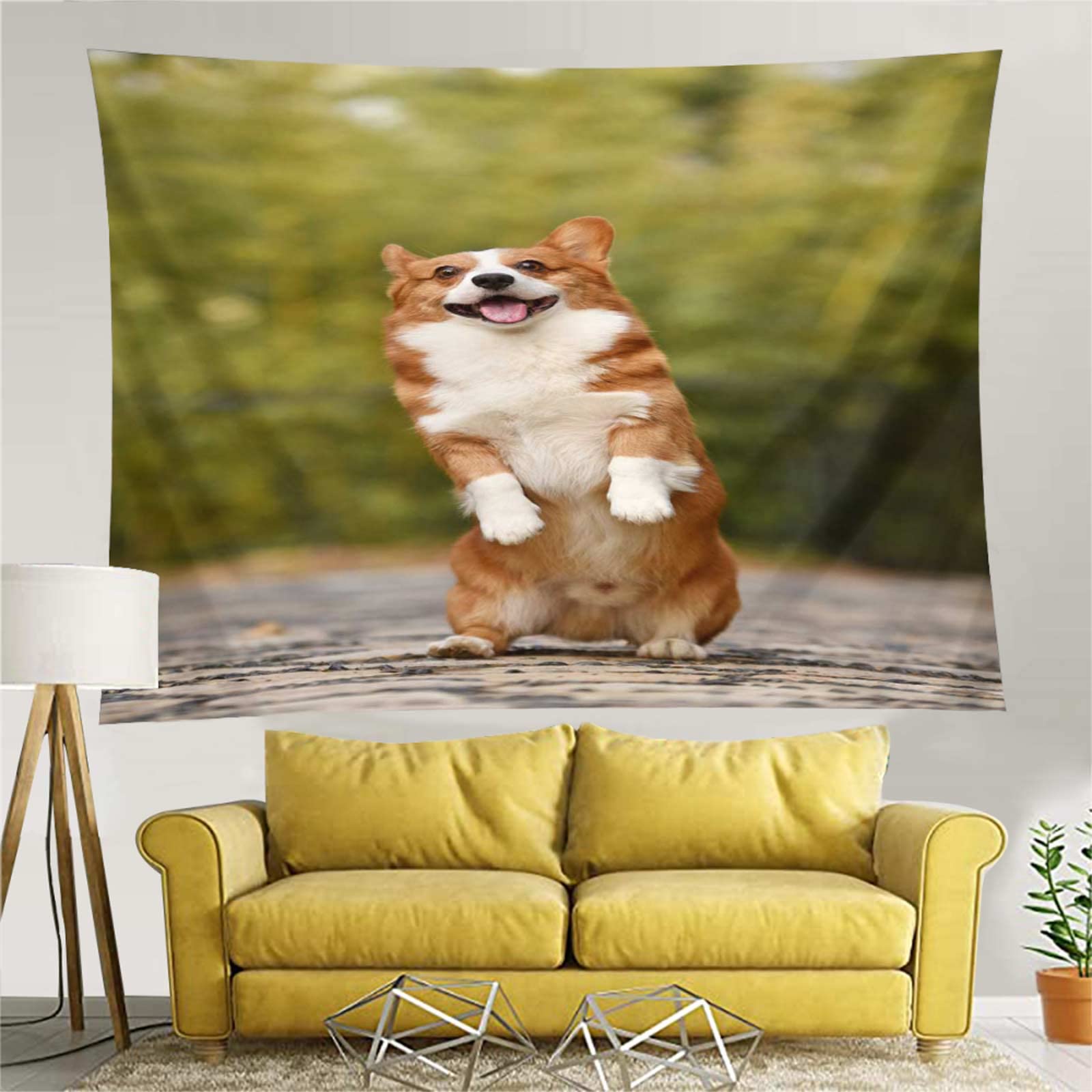 木彫りの日本画風コーギーの壁掛け 木彫りの日本画風コーギーの壁掛け