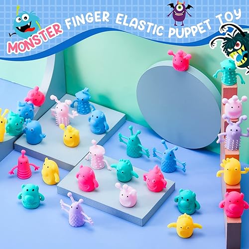 Miniatura 7 de 40 piezas de títeres de dedo lindos juguetes de dedo de patrón de monstruo de goma suave juguete de dedo mini elástico Fidget juguete juguete muñeca