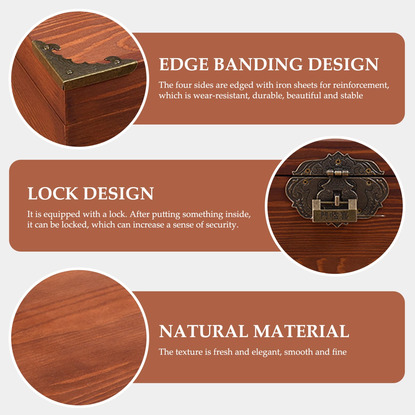 Boîte en bois avec serrure petite boîte en bois avec serrure et couvercle à charnière style vintage 15 x 10 x 8 cm de rangement en pour bijoux objets de collection trésors