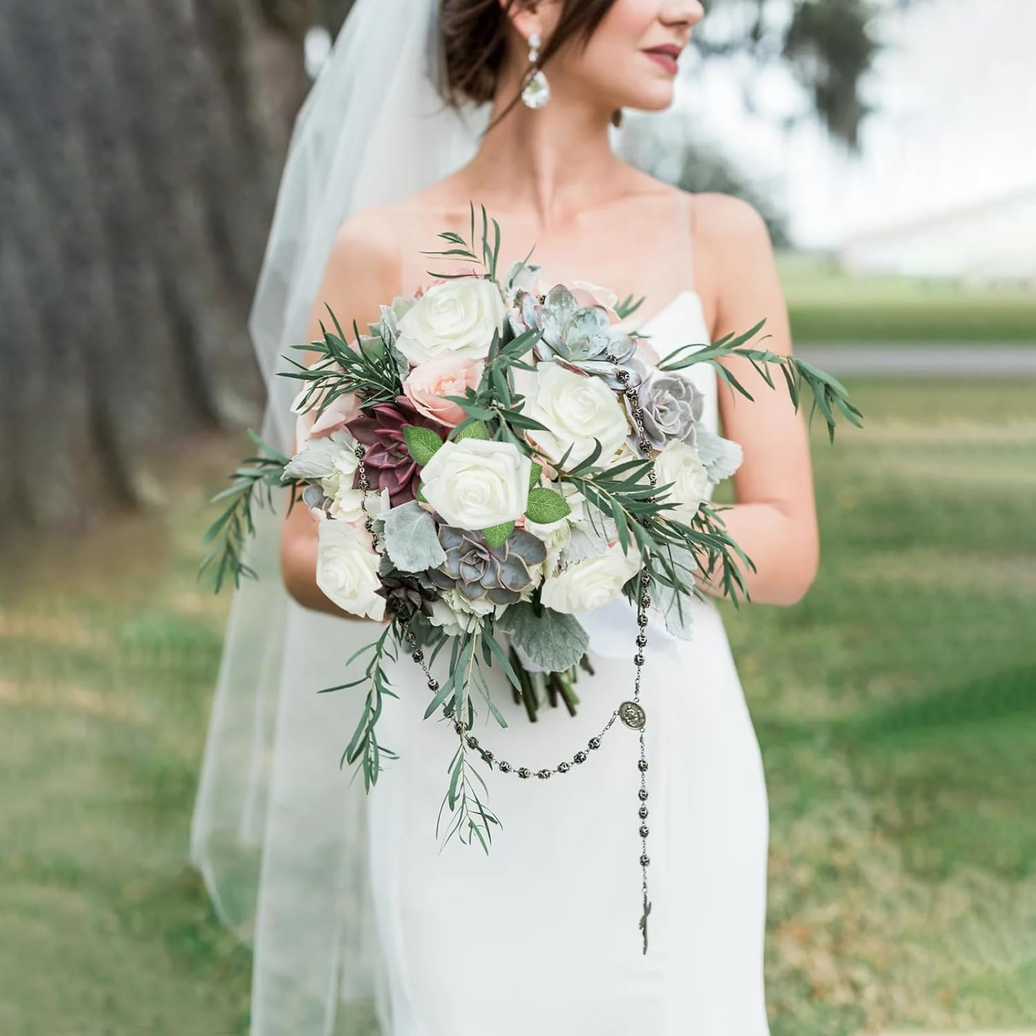 WLT 25Pcs White Roses Artificial Flowers Bulk, Real Looking Foam Rose with Stems for Home Decorations DIY Wedding Bouquets Floral Arrangements Bridal Shower Valentine's Day - Image 2