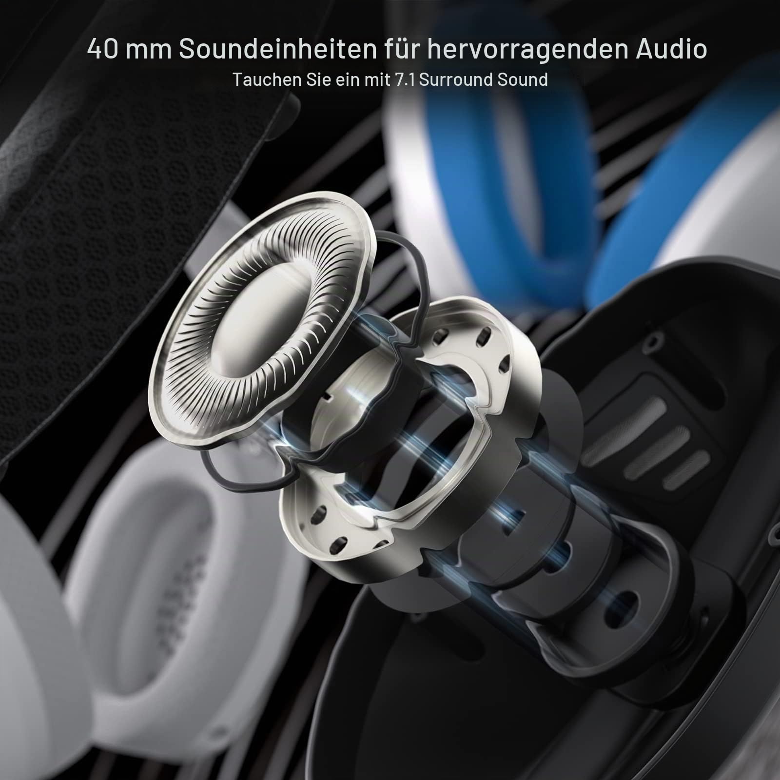 Redragon H848 BT Gaming Headset Kabellos 7.1 40mm | leichtgewichtiges Gaming Headset 7.1 Surround abnehmbares Mikrofon Multiplattform PC PS5 Handy