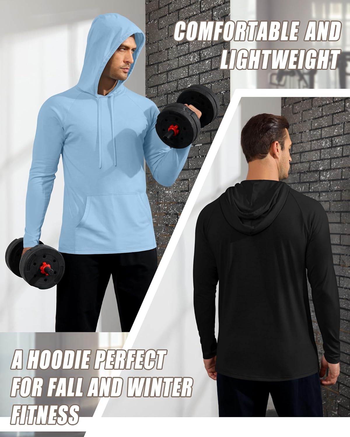 3 Pack Men's Big and Tall Hoodies Long Sleeve Lightweight Pullover with Pocket Casual Gym Workout Active Sweatshirts - Image 3
