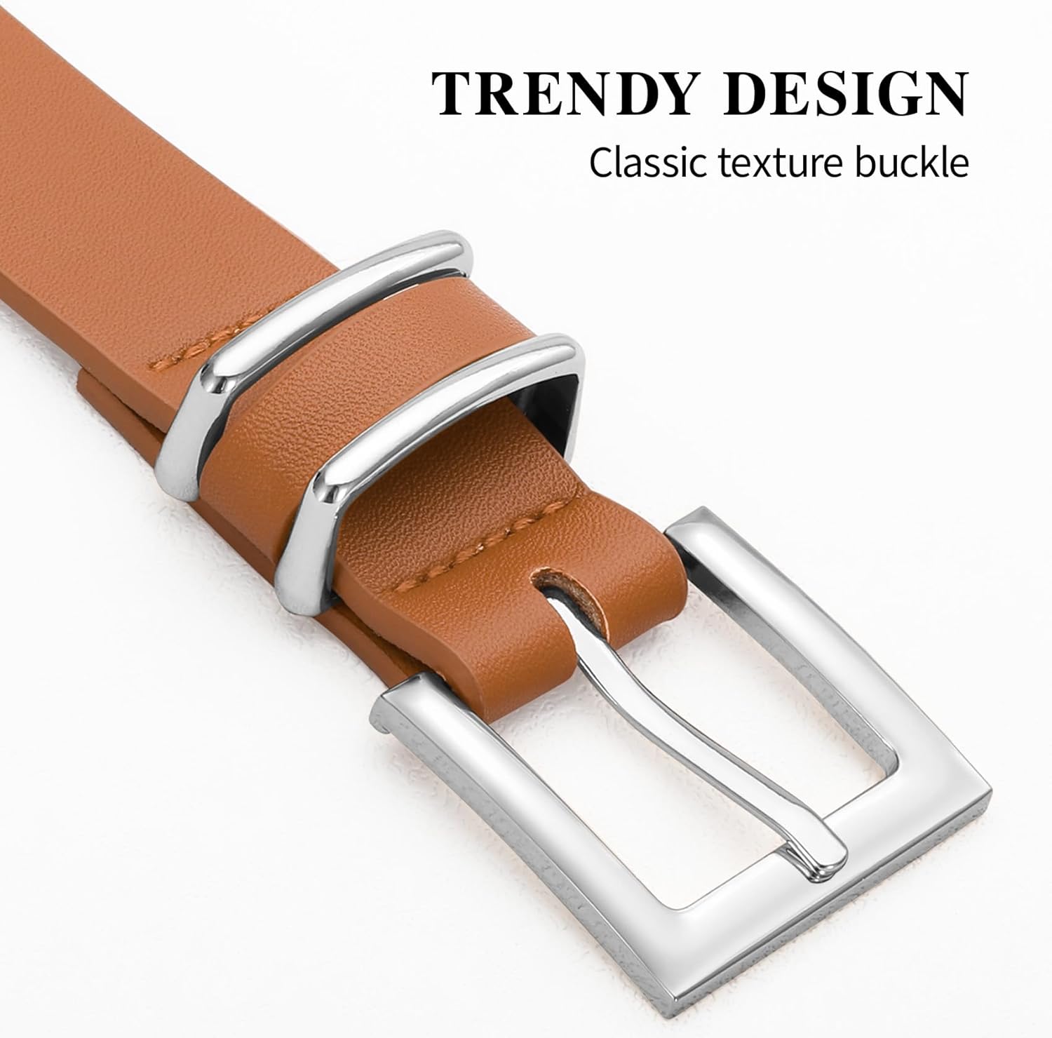 XZQTIVE Women Leather Belt with Square Gold Buckle – Fashion Waist Belt for Jeans, Pants and Dresses - Image 2