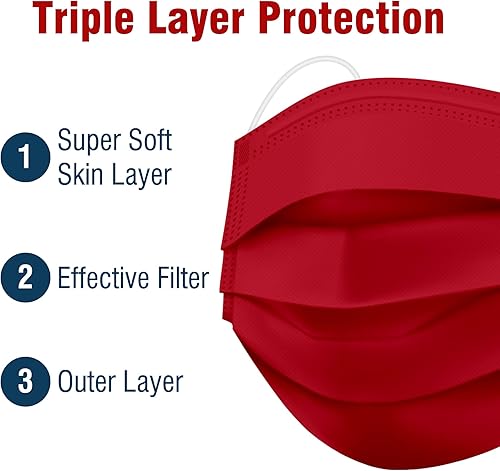 Miniatura 4 de WeCare - Cubrebocas desechables para adultos, envueltos individualmente, paquete de 50, máscaras faciales de colores