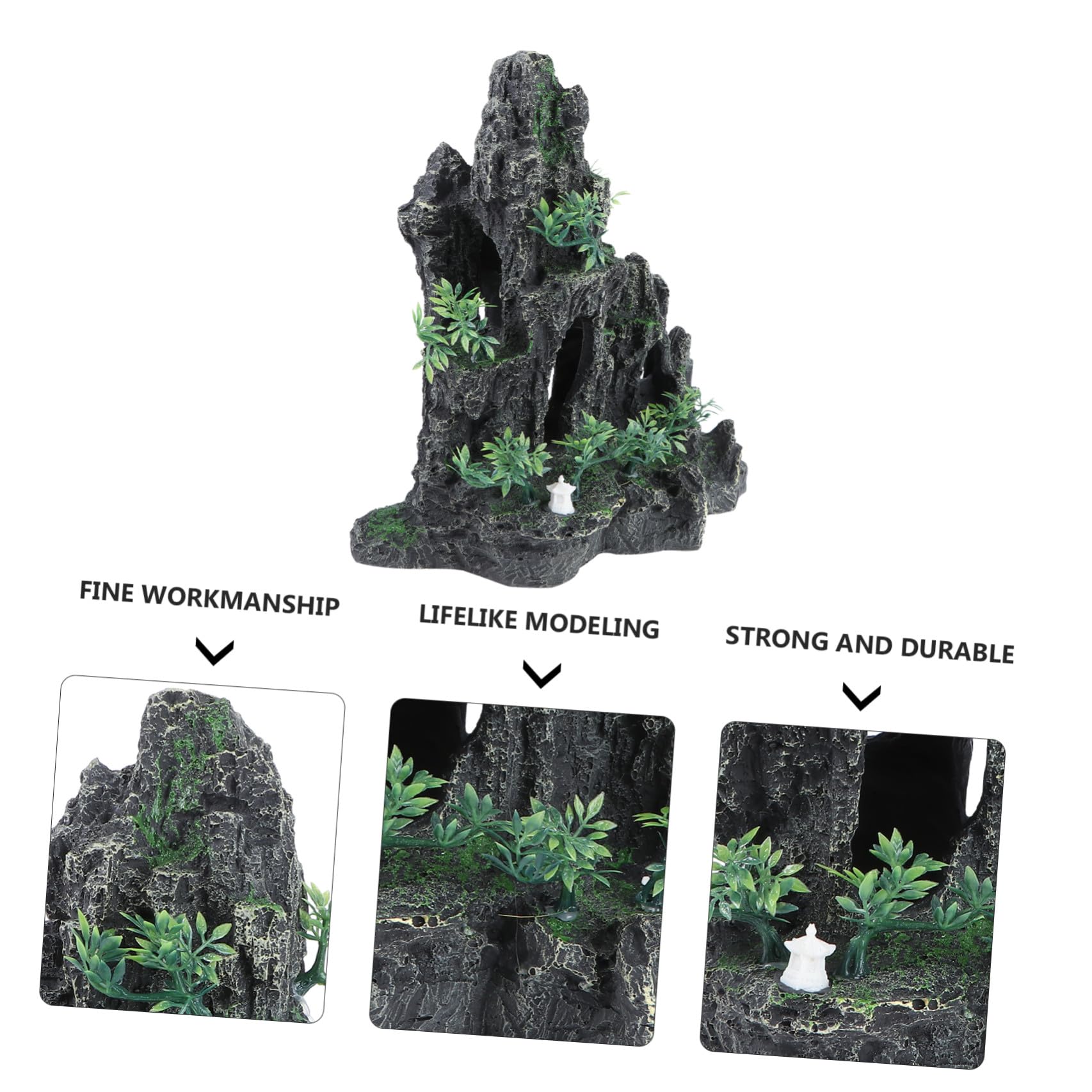 GANAZONO Żywiczne Dekoracje Do Akwarium Peak Decor Akcesoria Do Akwarium Piękna Górska Skała Śrowiska Wodnego