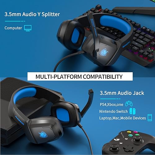 Miniatura 2 de Auricular para juegos para PS4, Xbox One, computadora, laptop, Mac, PS4 con micrófono, auriculares sobre la oreja, cancelación de ruido, sonido