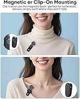 Vista 3 de Mini micrófono inalámbrico para iPhone – Mini micrófono de clip magnético con pantalla de batería 100%, reducción de ruido, Plug & Play, compatible