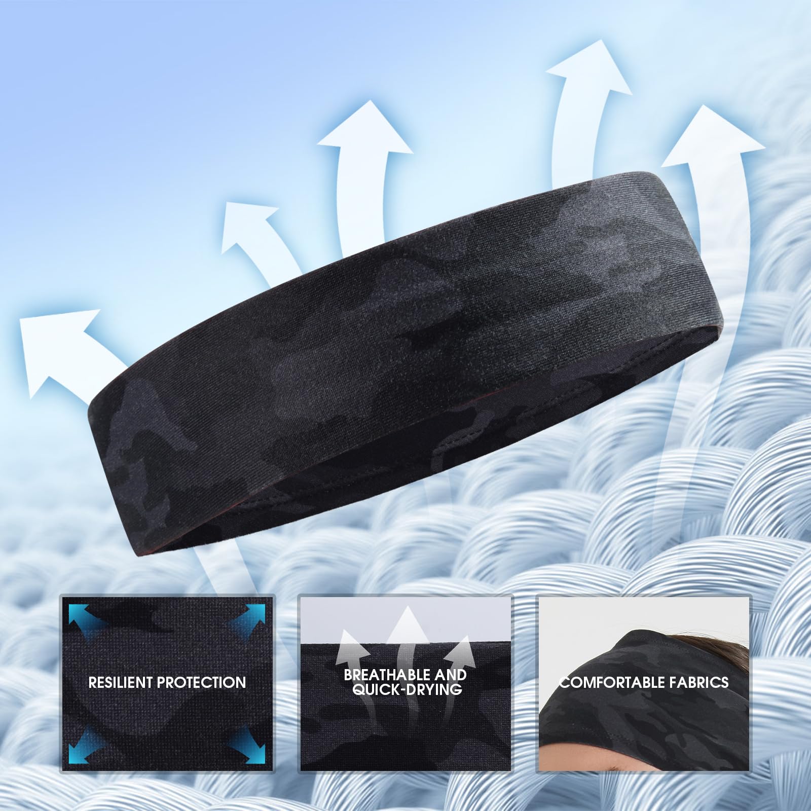 MARKEEP Diadema deportiva para hombres y mujeres, paquete de 4 o 5, banda para el sudor para absorber la humedad, adecuada para fitness, correr, ciclismo, baloncesto, yoga