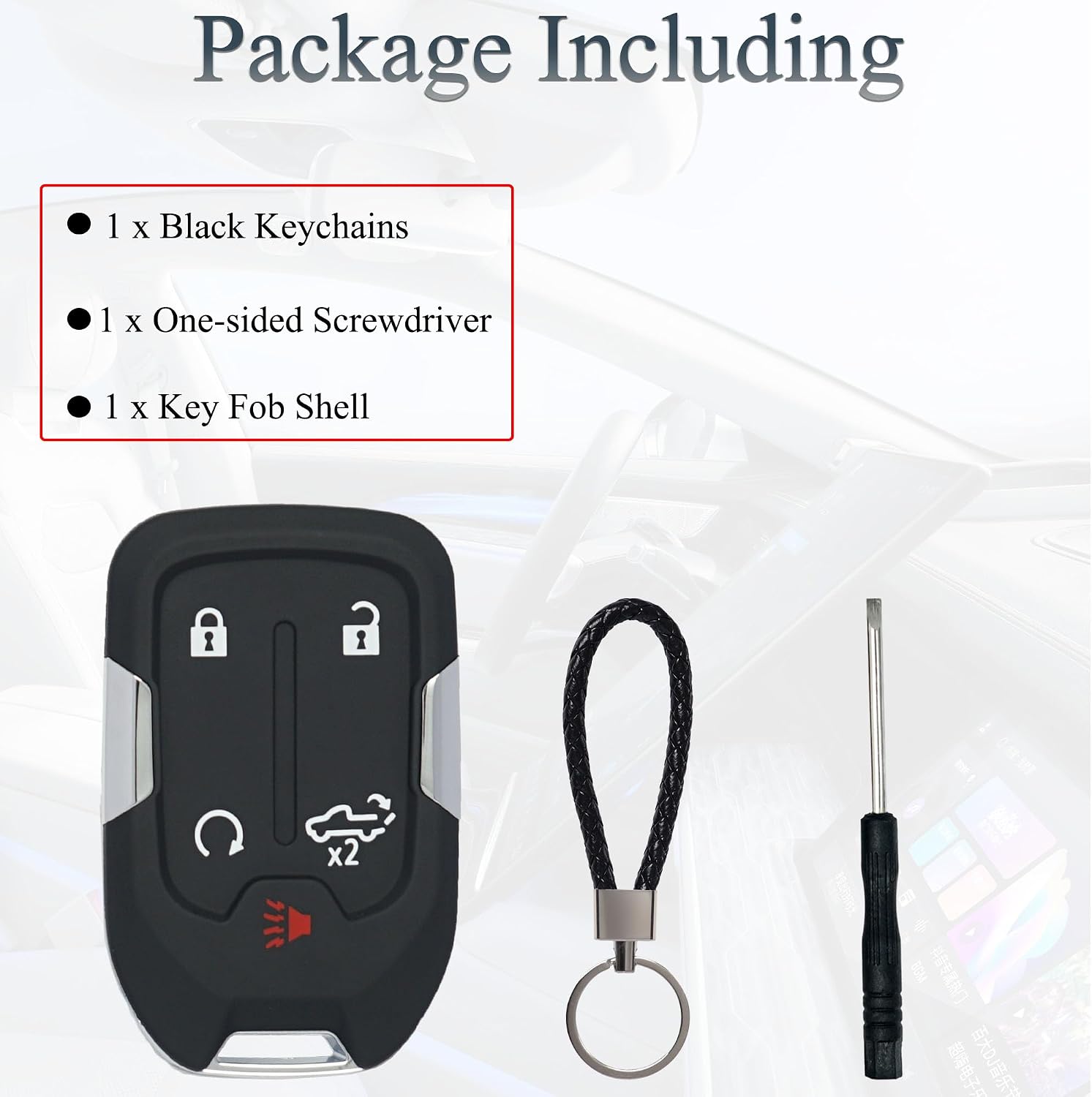 SUPALAND Key Fob Shell Case Replacement Fits for Chevy Silverado GMC Sierra 1500 2500HD 3500HD 2019 2020 2021 2022 2023 Keyless Entry Remote Control 5 Button Key Pad Cover