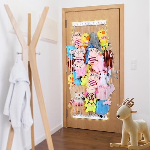 Miniatura 4 de Almacenamiento de animales de peluche de madera suave para habitación de los niños, soporte de pared para colgar en la puerta, organizador de