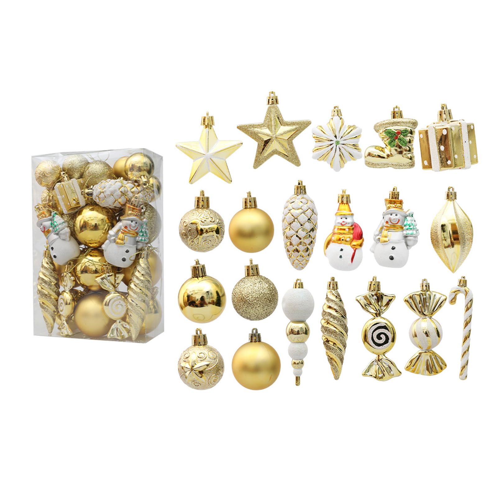 Kalttoy C 20 / 29Pcs Balls Star Pendants Hristmas Tree Ornaments Decorations For Holiday Dective Decor 2024 New Year Gift Snowflake Decorations Festive Decor Unique Harm