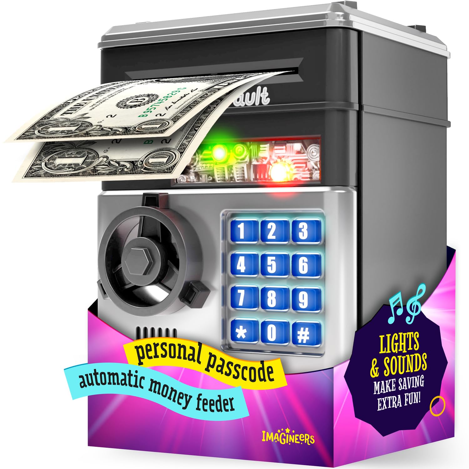 Piggy Bank for Kids - Electronic Money Saving Box w/Code- ATM Safe - Toy Coin Bank - Boys Toys for Age 3, 4, 5, 6, 7, 8, 9 - Birthday Gifts for 8, 9, 10, 11, 12 Year Old Boy and Girl