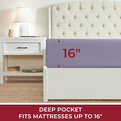 Miniatura 164 de Mellanni California King Fitted Sheet - Iconic Collection Bedding Sheets with up to 16 inch Deep Pocket - Soft & Cooling - Fade & Stain Resistant