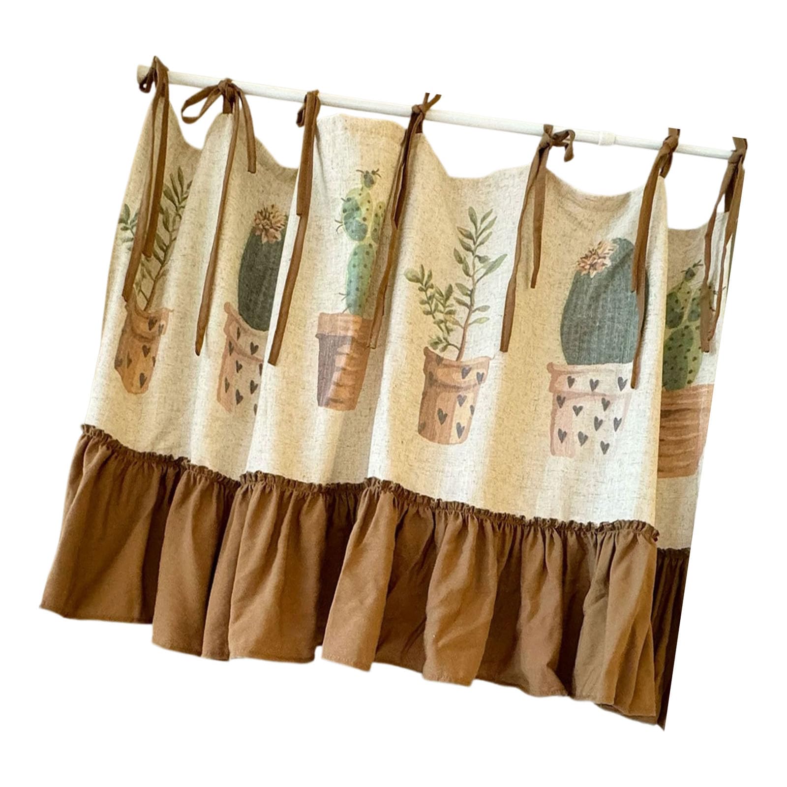 Tsophreniq Farmhouses Cafes Plant Pattern Drapery Soft Fabric Short Curtain Kitchen Door Valance Room Divider for Home Decors Washable Curtain