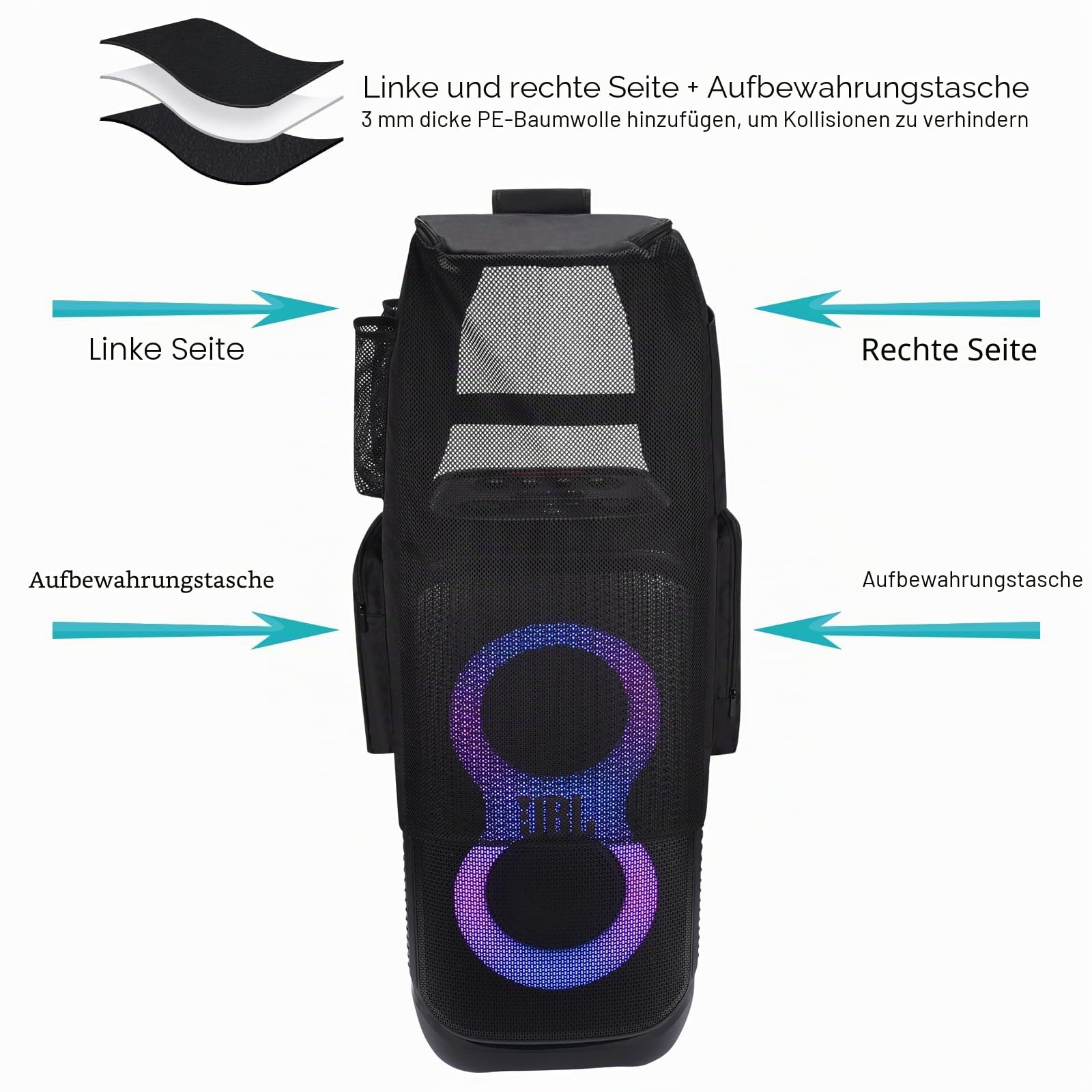 Lautsprecher Cover Case für JBL PartyBox Stage 320 Lautsprecher Multifunktionstasche Staubschutz für JBL PartyBox Stage 320 Schutzhülle