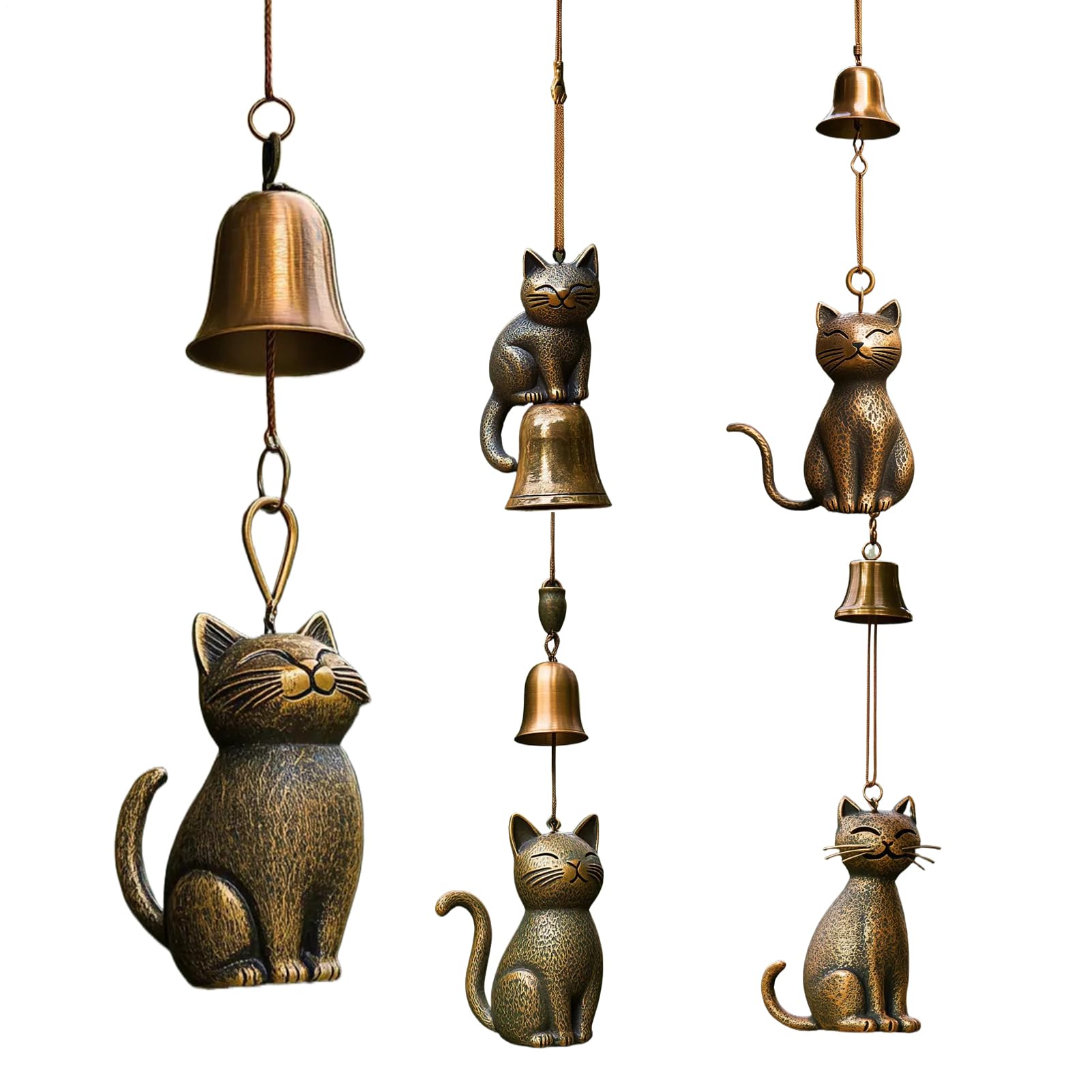 Cat Wind Chime Exquisite Memorial Animals Statue Bells