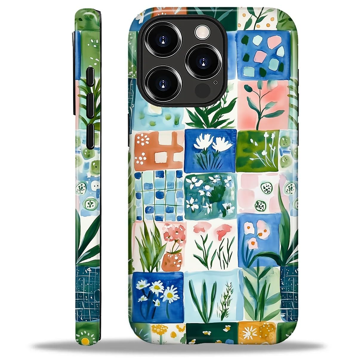 Yesad Case for iPhone 16 Pro, Hybrid 2-Layer Case, Shockproof Military-Grade Protection Durable Anti-Scratch Phone Case for Woman Man Boy Girl, Floral