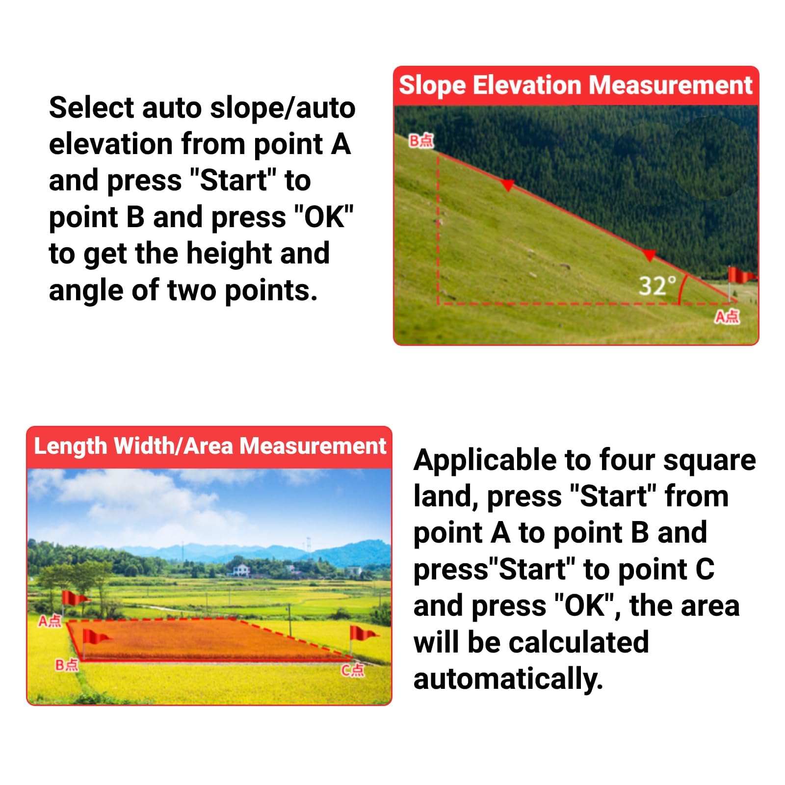 Landflächenmesser Handheld-GPS-Navigationsflächenmesser mit 2,4-Zoll-LCD-Display für die Anzeige der Flächenlänge in Echtzeit
