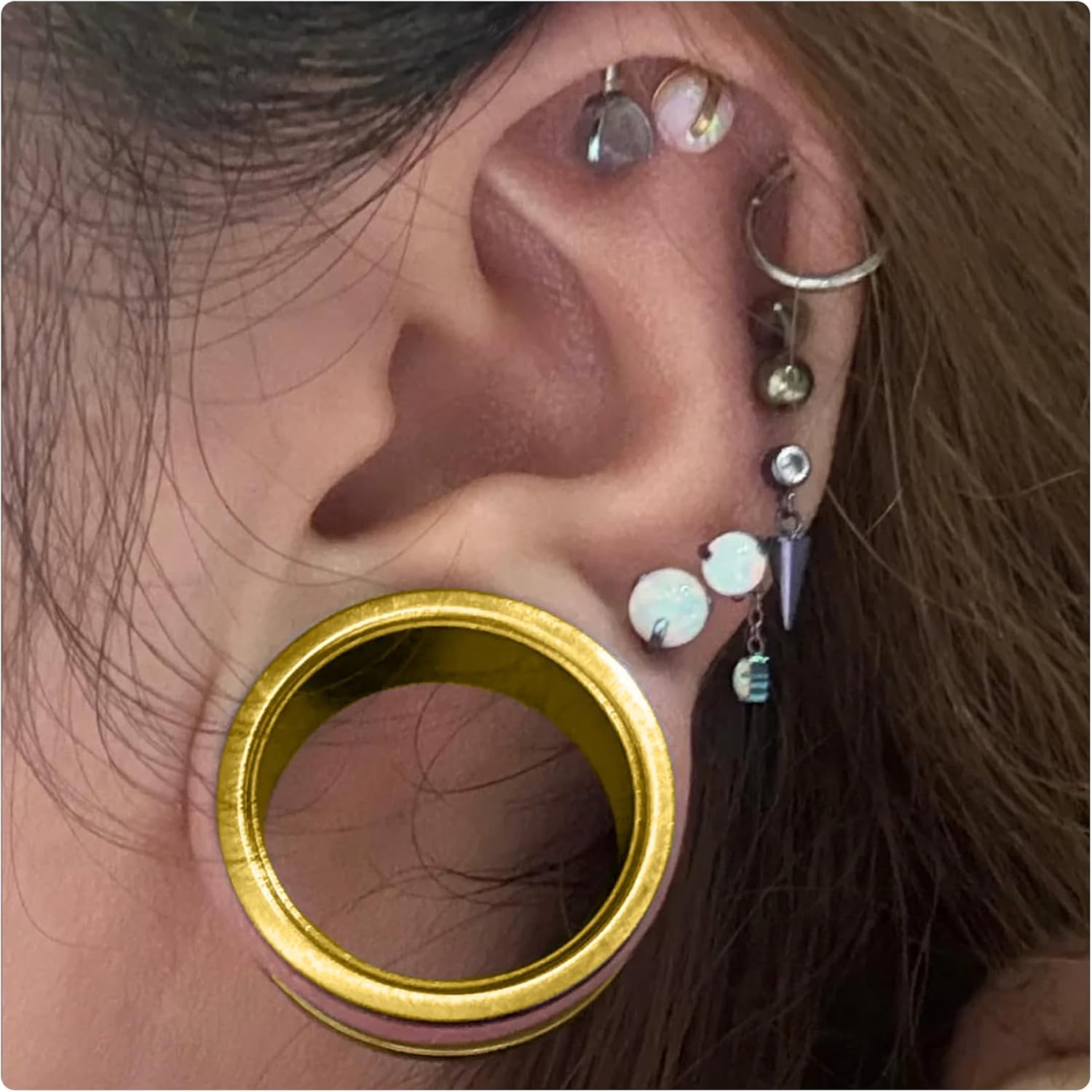 12G-50mm Screw Fit Gauges for Ear Double Flared Tunnels Plugs Internally Threaded 316L Surgical Steel Mirror Finish Hollow Ear Gauges Earrings for Women Men Silver Black Gold