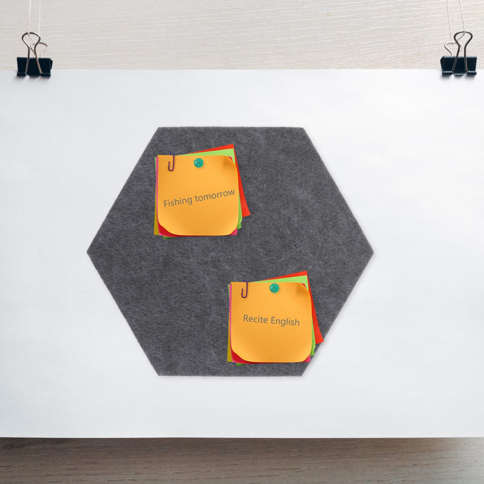 ERINGOGO 8Pcs Hexagon Felt Board Decorative Wall Memo Board with Pushpins Thick Adhesive Felt Tiles for Home Office Decor Safe and Functional for Photos and Notes