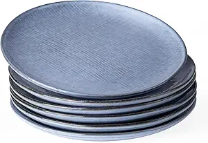 famiware Moonlight Dinner Plates Set of 6, 10.5 Inch Plates Set, Serving Dish Sets for Kitchen, Stoneware Dinnerware, Plate for Housewarming, Wedding, Microwave and Dishwasher Safe, Blue