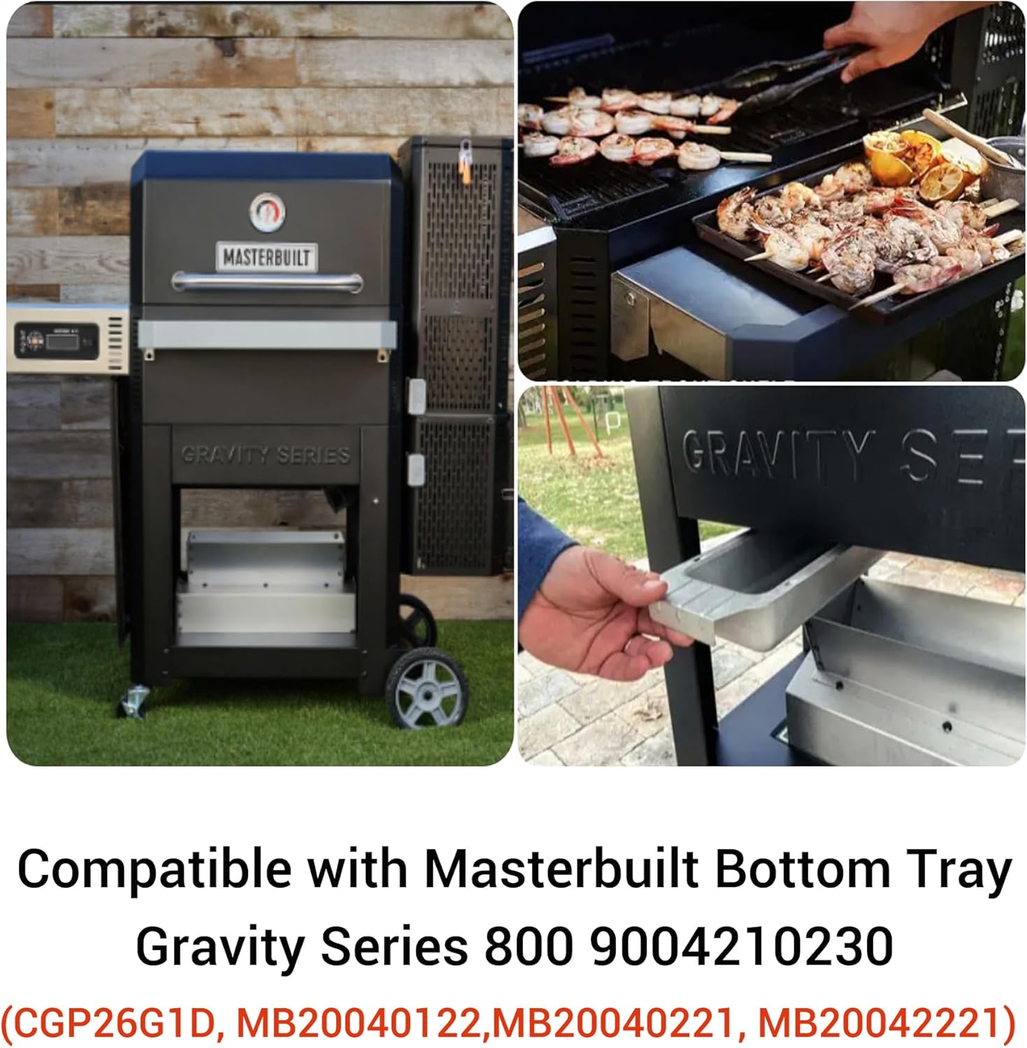 SUONA 9004210230 Grill Grease Tray Replacement for Masterbuilt Grill, Drip Tray with Catch Pan for Masterbuilt Gravity 800 Series Fits CGP26G1D, MB20040122, MB20040221, MB20042221 Models