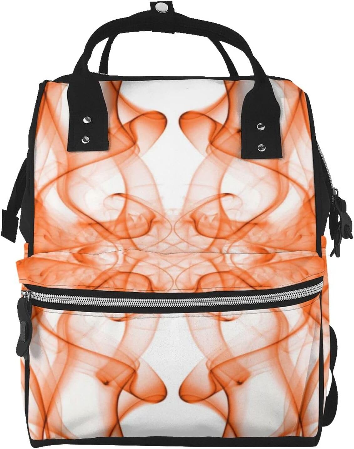 Plumes of Orange Smoke Diaper Bag Backpack for Women, Large Capacity Waterproof Travel Bag with Stroller Straps