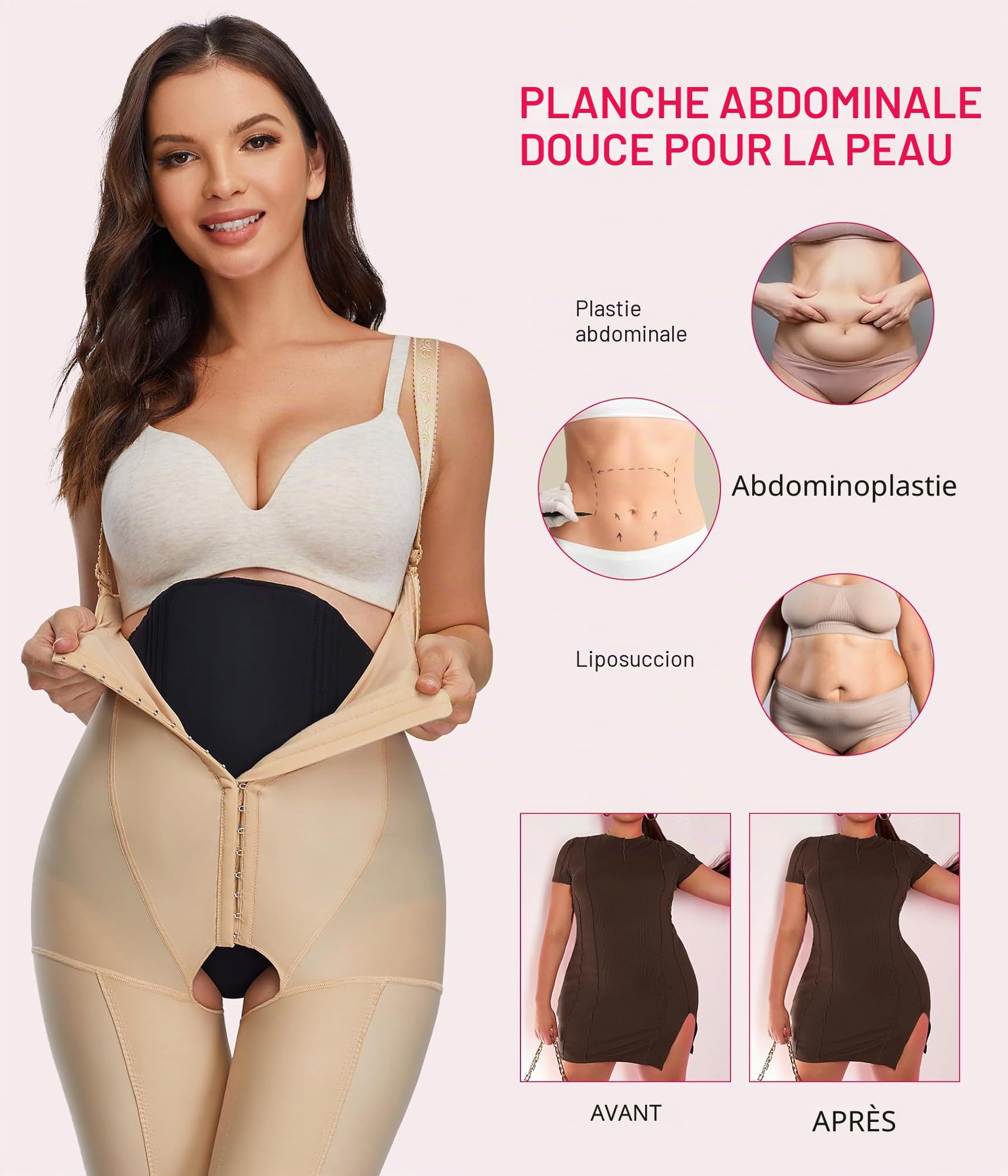 KUMAYES Ab Board Post Surgery Addominal Board Conseil de Compression Tuck Appiancement Abs ventre Récupérateur postopératoire Board,Noir,Taille Unique