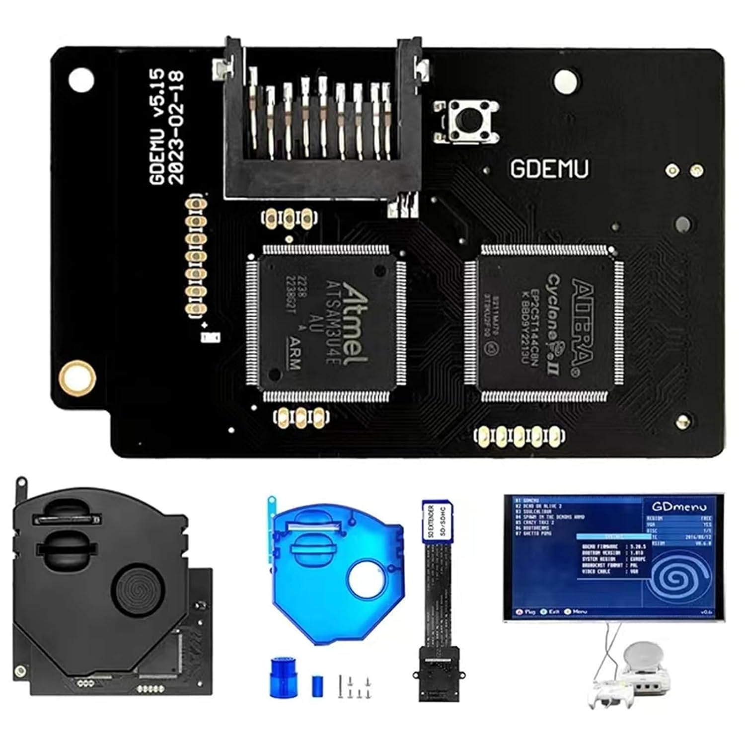 GDEMU V5.15 & V5.15b Optical Drive Emulation Board for SEGA Dreamcast - Remote Card Mount Kit with SD Extension Cable, Compatible with DC VA1 Console (White V5.15)