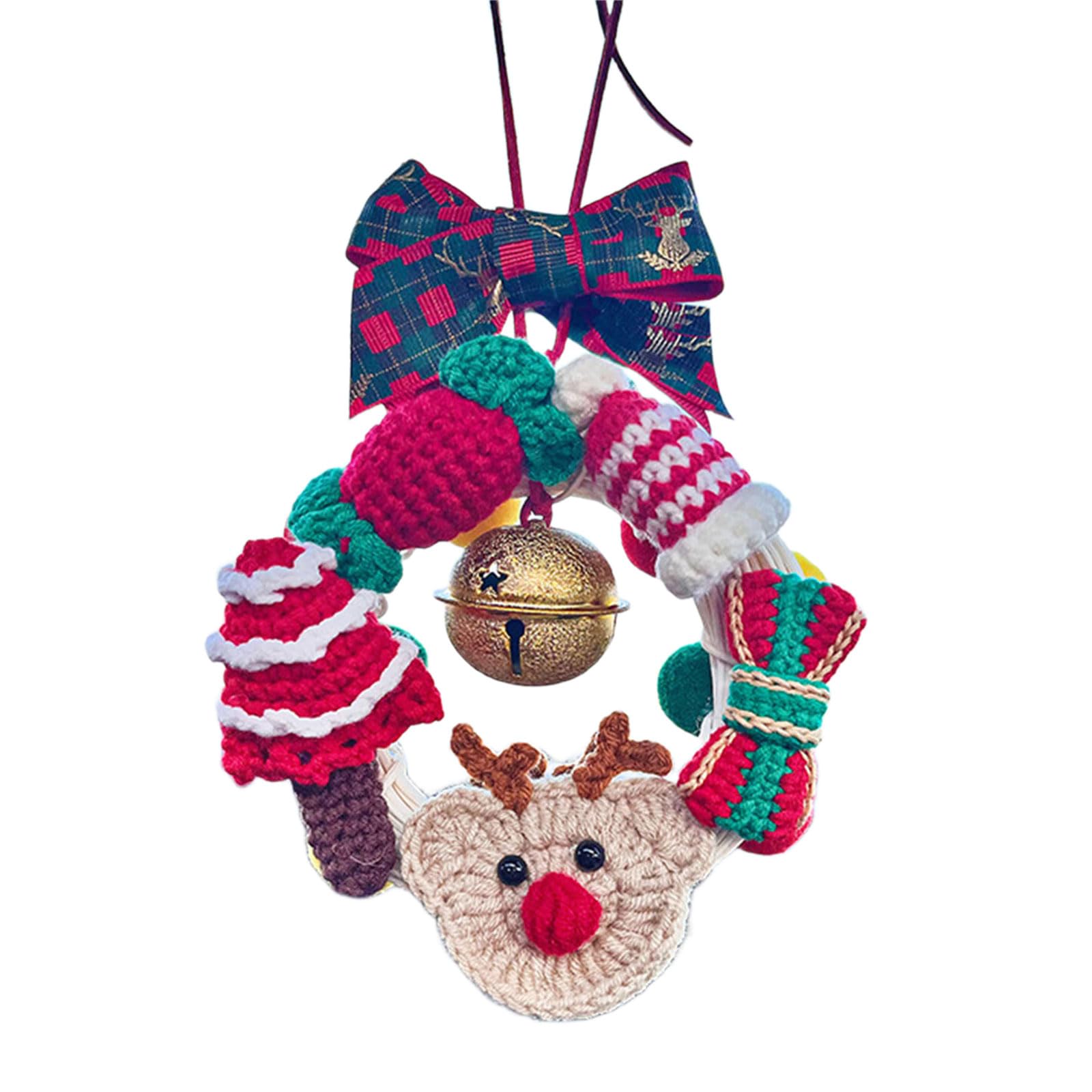 Yhplxyuus Artisanal Knitted Vehicle Charm Handwoven Christmas Car Hanging Decoration Stable Wool Knitted Festival Ornament Festival Car Decors