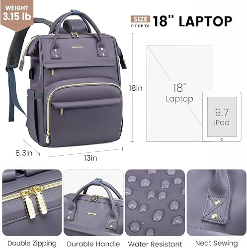 Miniatura 183 de LOVEVOOK Mochila para laptop para mujer, mochila para mujer a la moda, Negro, 15.6 pulgadas
