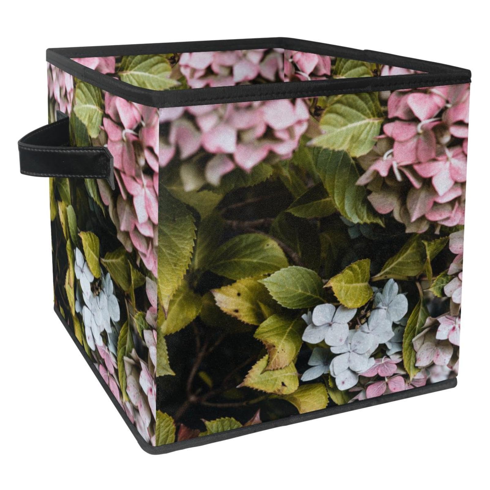 Boîte de rangement en tissu de qualité supérieure motif hortensia pour maison