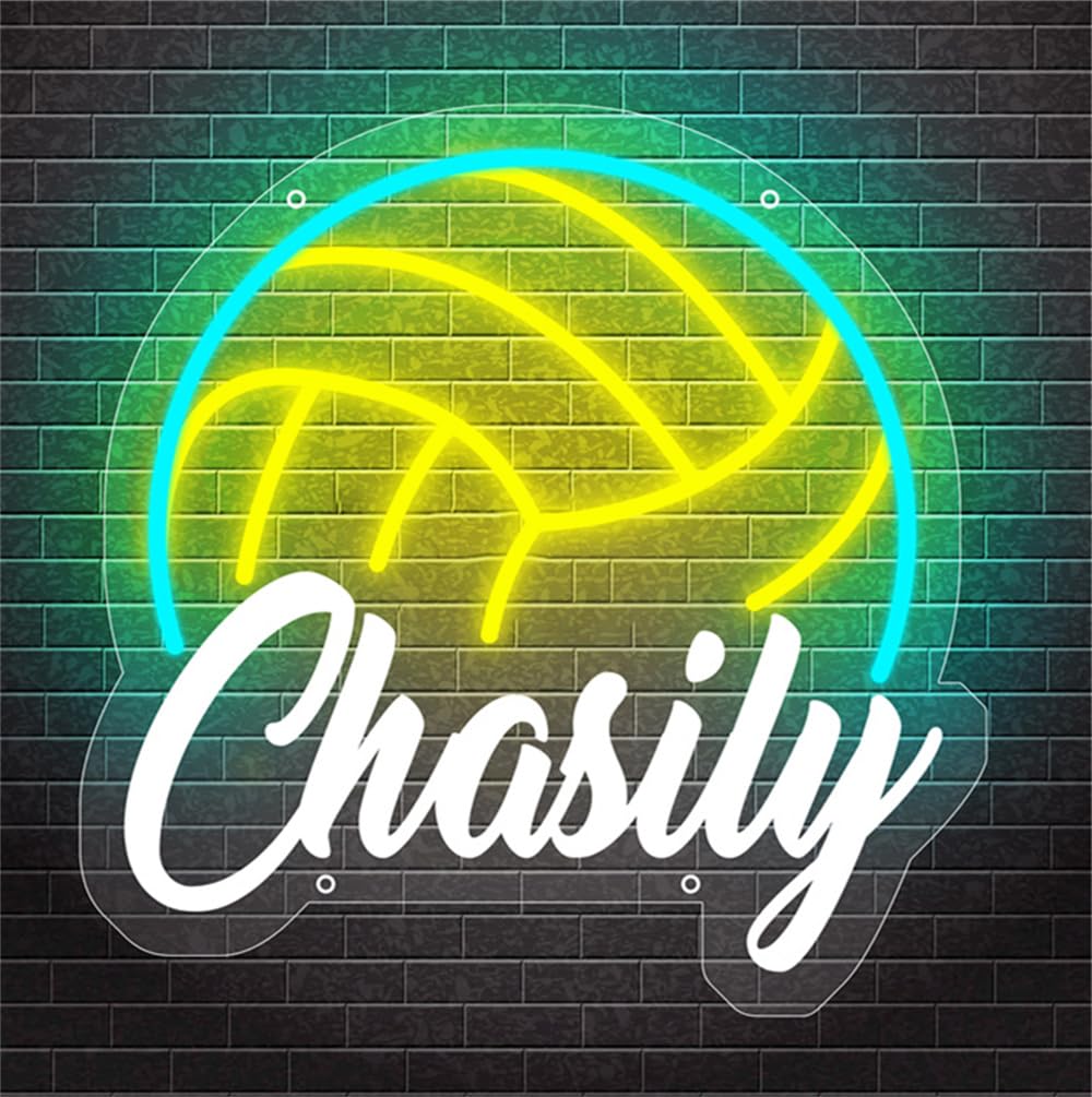 Personalized Volleyball Gift, Custom Name Volleyball Neon Sign for Wall Decor, Sport volleyball Led Neon Night Light Decoration for Kids Room,Bedroom, Christmas Birthday Party Kids Gift