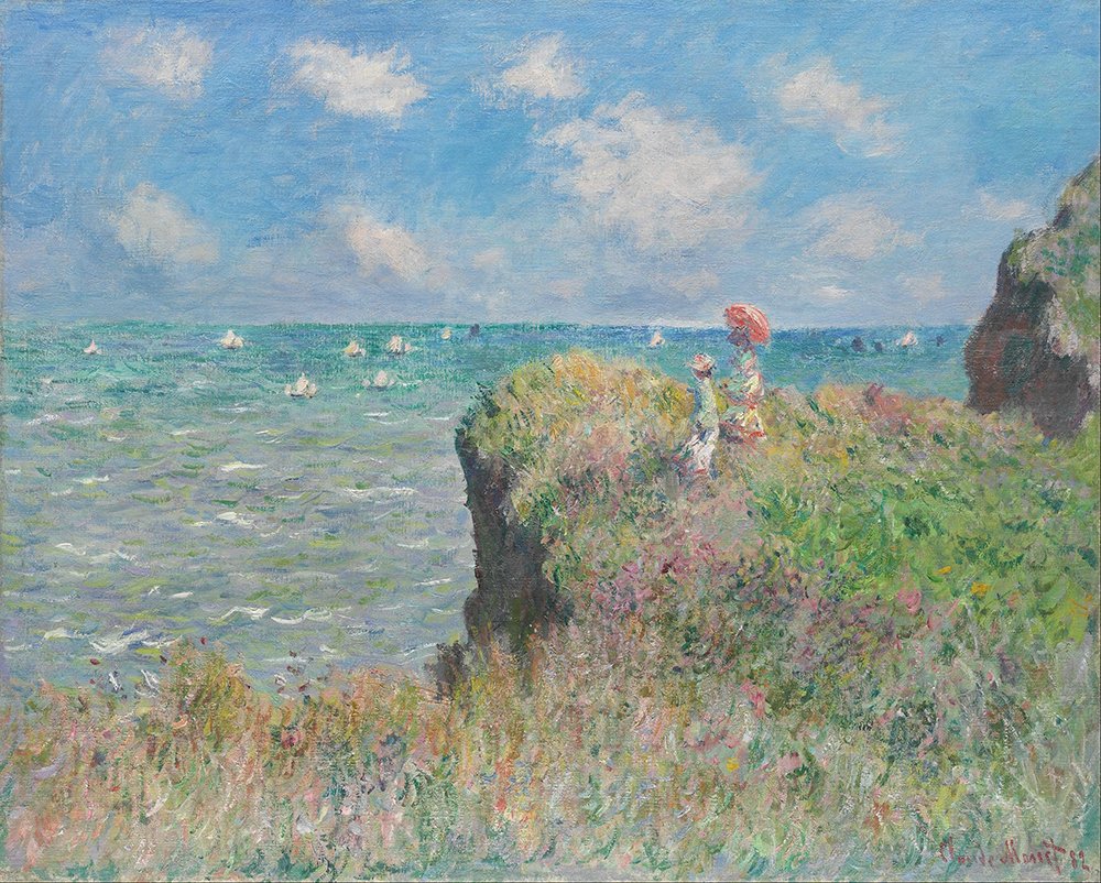 Claude Monet Cliff Walk at Pourville impression d'art mate haut de gamme