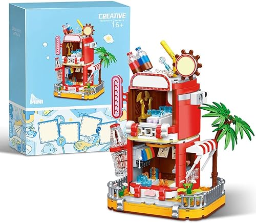 Kit de micro bloques de construcción de coca cola, caja de música modelo de casa de coca, juego de juguetes de ladrillos modulares de bricolaje (718